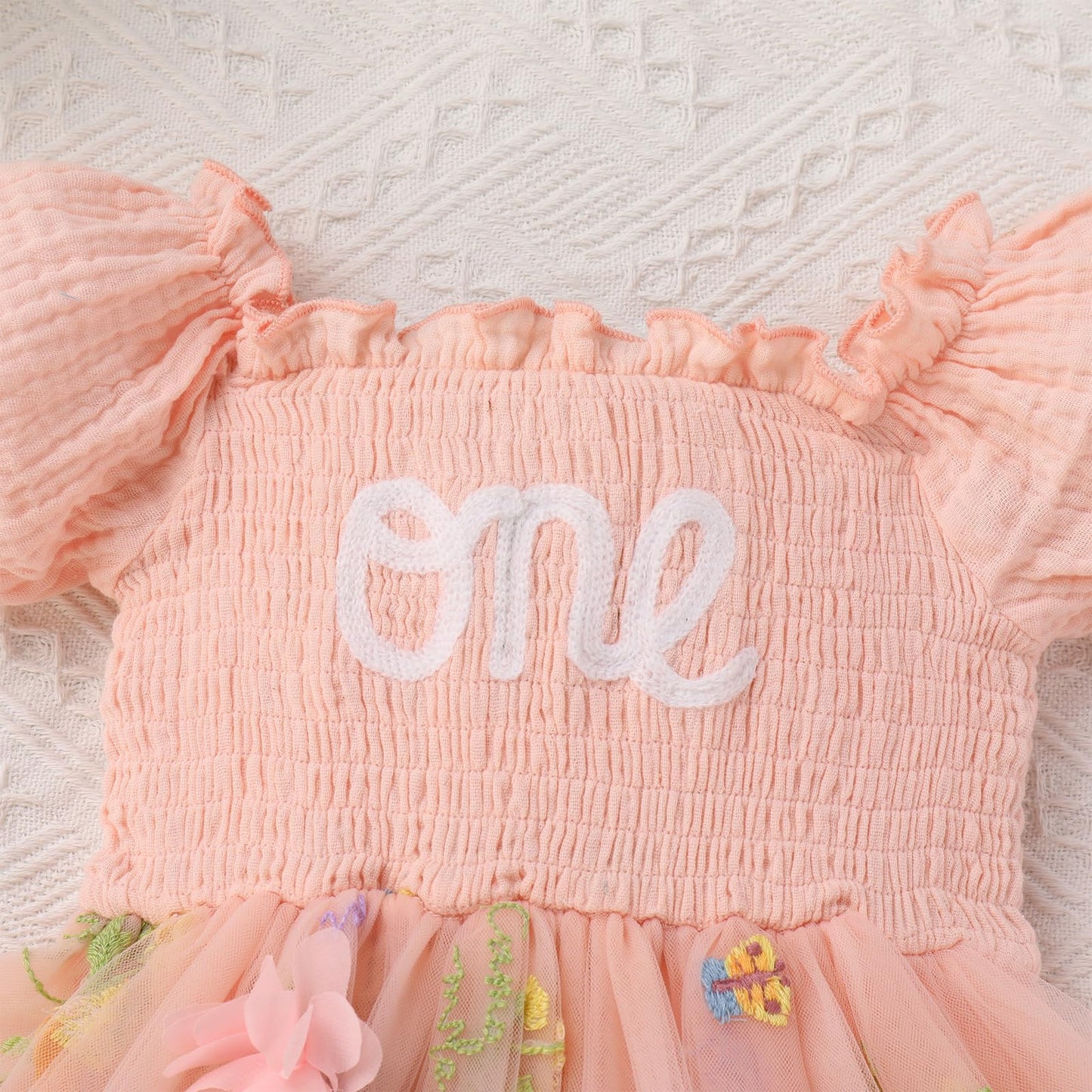 IMEKIS First Birthday Outfit Girl: Onederful Fairy 1st Smash Cake Baby Easter Smocked Dress Boho Bubble Romper Toddler Spring Photoshoot Tulle Tutu Tea Party Pink Floral One 12-18 Months