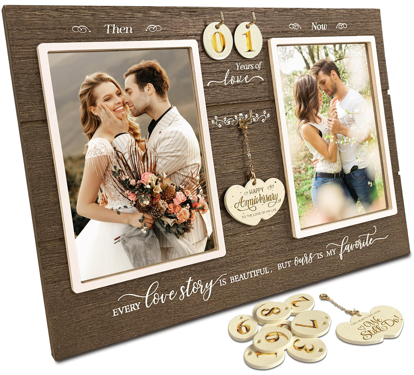 A'arkaJ Anniversary Wedding Gifts for Couple Parents Wife Husband. (1-99) Years Then & Now Anniversary Picture Frames(3 Options).