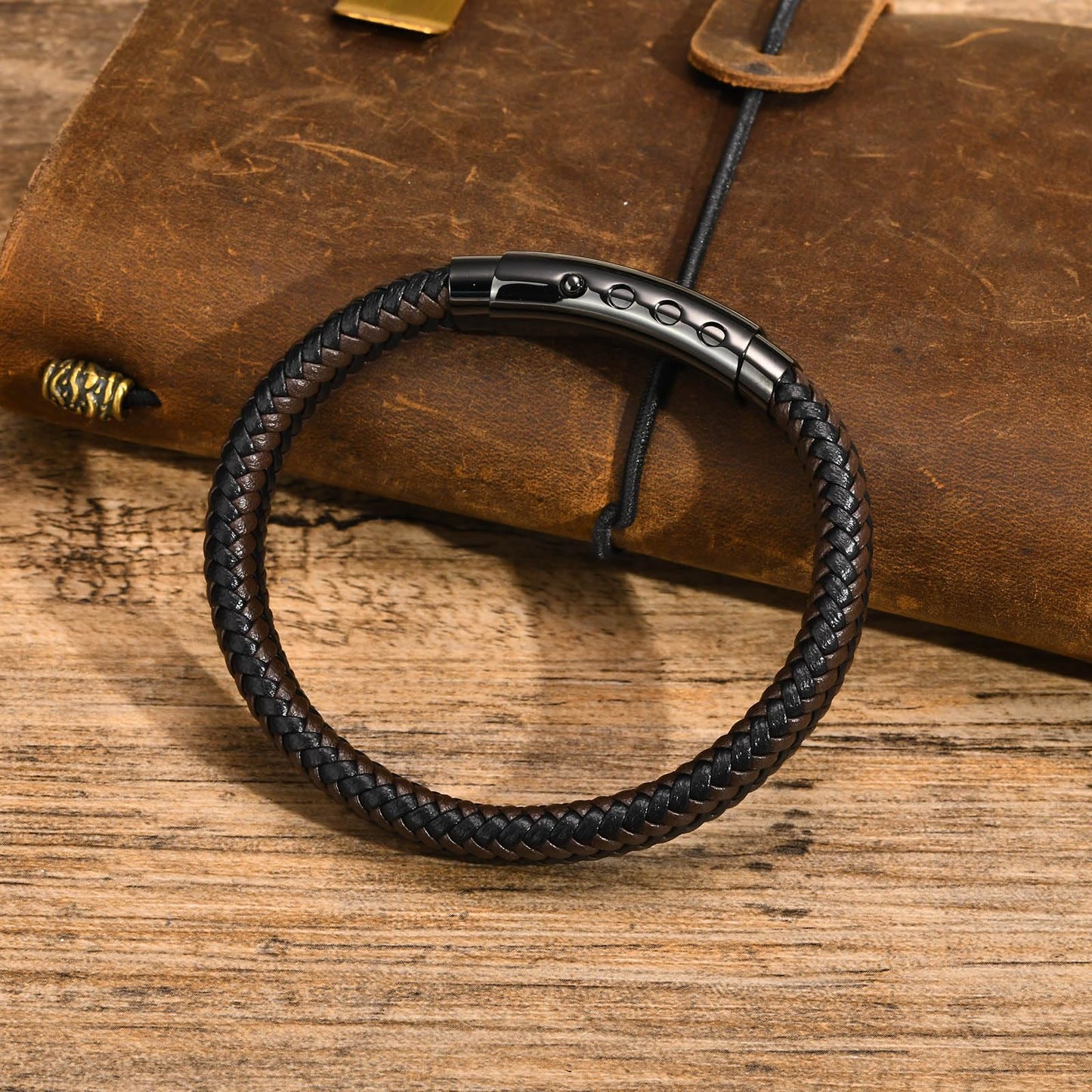VNOX Christian Gifts For Men- Personalized Religious Gift For Men Pre-Engraved Inspirational Christian Faith Bible Verse Quote Mens Leather Bracelet,Joshua 1.9,Personalized Christmas Gifts For Men,