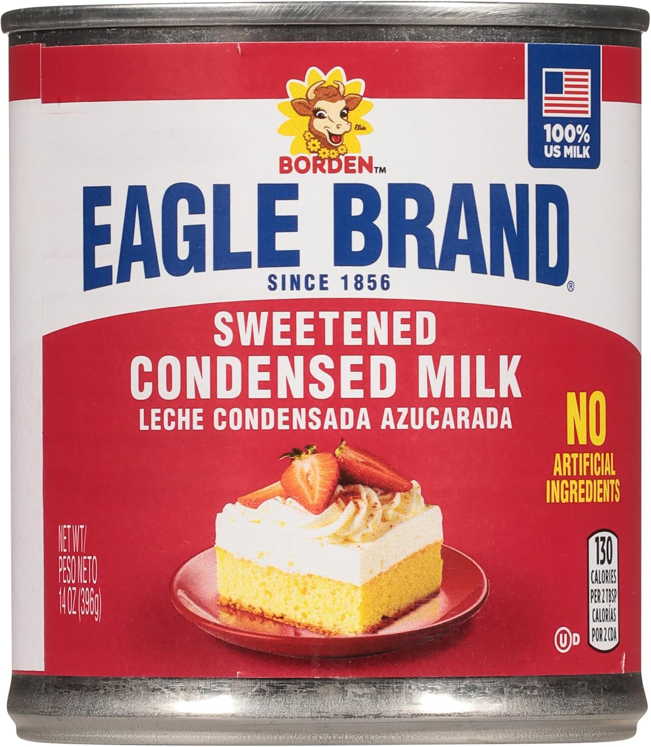 Eagle Brand 14oz Sweetened Condensed Milk, Great for Flan, Cooking, Baking, Drinks, Dessert, Ice Cream, No Artificial Ingredients, Gluten Free, Rich Creamy Flavor, rBST-Free, Kosher-Dairy