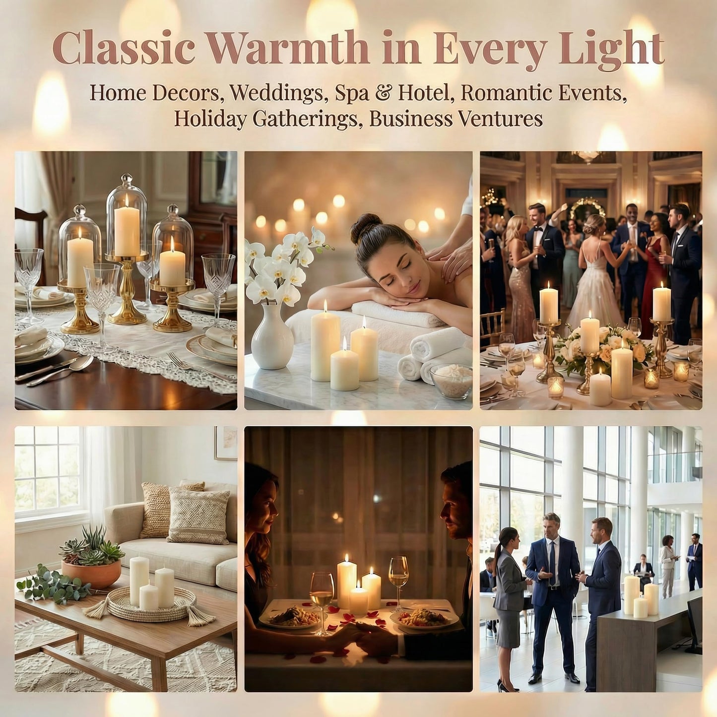 6 Pcs Individually Wrapped Pillar Candles Bulk, 2x3 2x6 2x8 Inch, Unscented Dripless Smokeless, Hurricane Candles for Wedding Party, Spa, Home Decor (6 White Pointed-tip, 2 x 3/6/8 Inch)