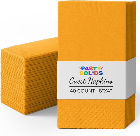Party Solids Yellow Dinner Napkins Disposable 8" x 4" Folded - 40 Pcs 2 Ply Yellow Napkins Disposable Paper Guest Towels for Bathrooms, Dinners, Everyday Parties & Party Supplies