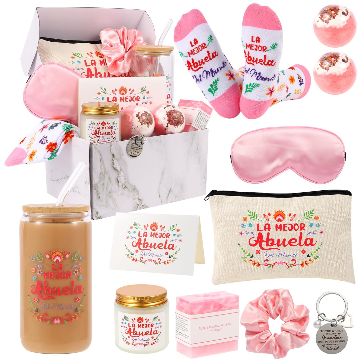 Kolewo4ever 12 Pieces Spanish Grandma Gifts Mothers Day Gifts Birthday Gift for Grandmom from Granddaughter Grandson,Best Grandma Gift for Gigi Grandmother