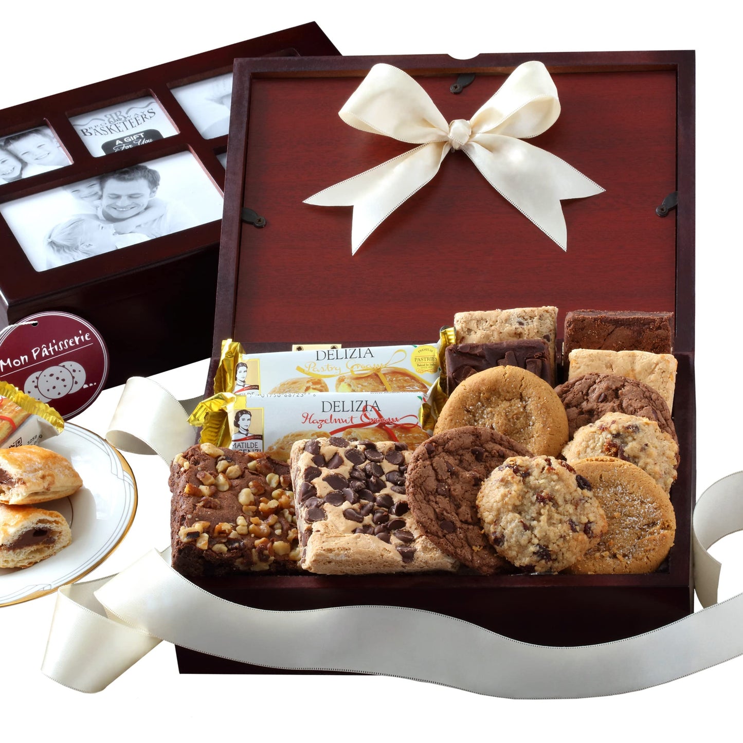 Broadway Basketeers Gourmet Cookies Gift basket Bakery Sweets Gift Basket, Dessert, Peanut Butter & Chocolate Brownie with Photo Gift Box for Holidays, Birthday, Christmas, Congratulations