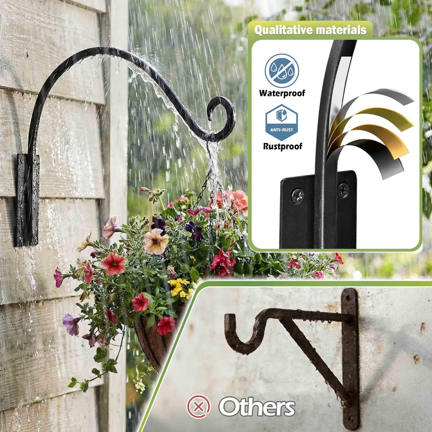 Lifyzoon Heavy Duty Plant Hanger Bracket (22"/Black) Outdoor Hand-Forged Hanging Plant Bracket Durable and Stable Bird Feeder Hanger"