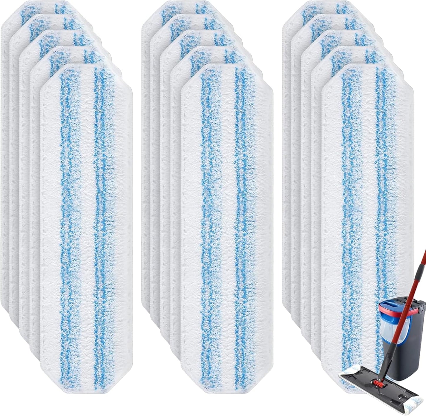 15 Pack Microfiber Mop Pads for O-Cedar H2prO Flat Mop System, Washable and Reusable Mop Replacement Heads for Floor Deep Cleaning, Mop Pad Refills for Wet Dry Floor