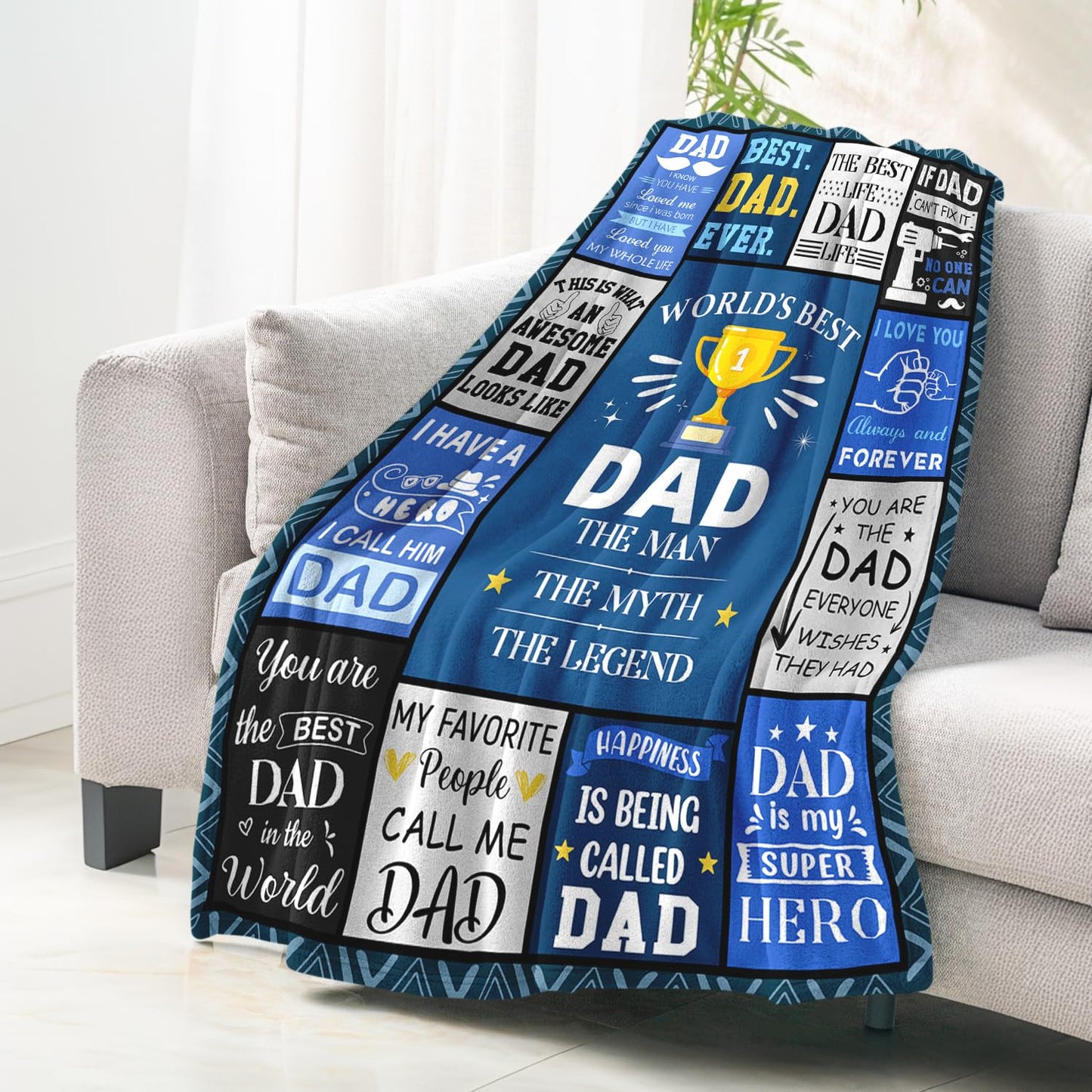 Fpoutiv Dads Birthday Gifts Ideas - Dads Gifts from Daughter Son - Christmas Valentines Fathers Day Birthday Presents for Dad - Presents for Father Who Wants Nothing - Best Dad Ever Blanket 50"x60"