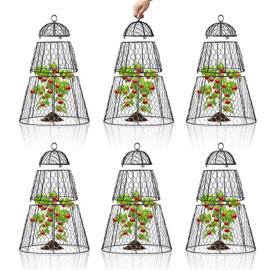 Dadywheels Easy-Snap Open Design Chicken Wire Cloche (6-Pack) - Adjustable Garden Plant Protectors from Birds & Animals for Large Plants & Flowers,14" D x 20" H