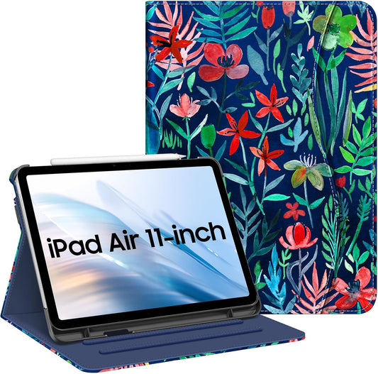 Fintie Case for iPad Air 11-inch M4/M3/M2 (2026/2025/2024), iPad Air 5th/4th Generation (2022/2020) 10.9 Inch, Multi-Angle Viewing Protective Cover with Pencil Holder & Pocket, Jungle Night