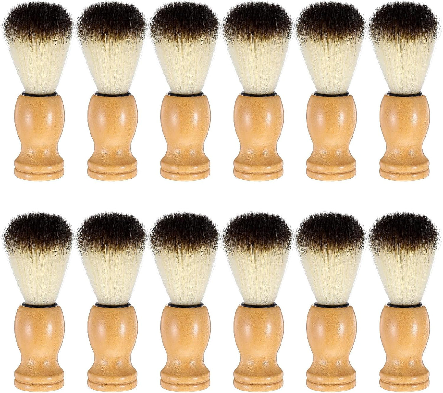 12 Pcs Wood Handled Hair Shaving Brush Professional Salon Tools Beard Grooming Tool for Men Shave Accessory