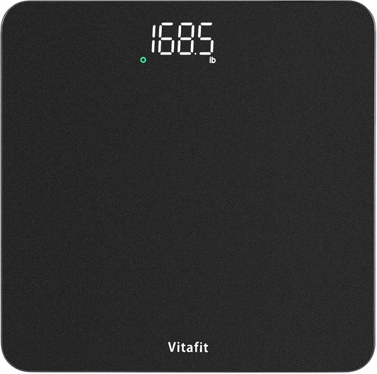 Vitafit Scale for Body Weight, High Accuracy 0.1lb by Our Professional Factory Since 2001, Digital Weight Scale LED and Step On, 3xAAA Batteries Included, 400lb/182kg, Spray Silver Black