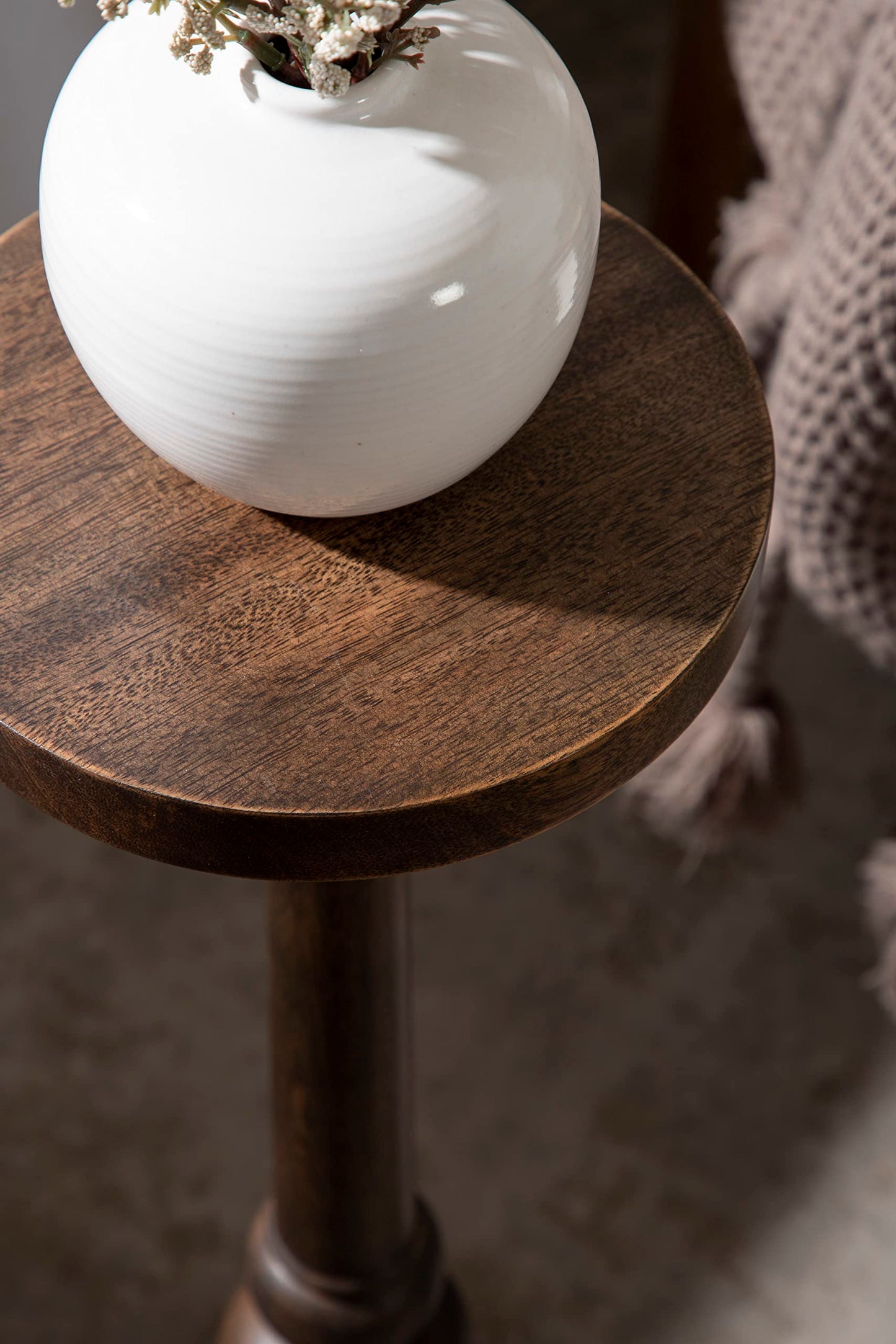 Kate and Laurel Wegner Traditional Wooden Round Drink Table, 8 x 23, Rich Brown, Elegant and Durable Pedestal Table for Use as Small Drink Table, Plant Stand, or Decorative Item Display