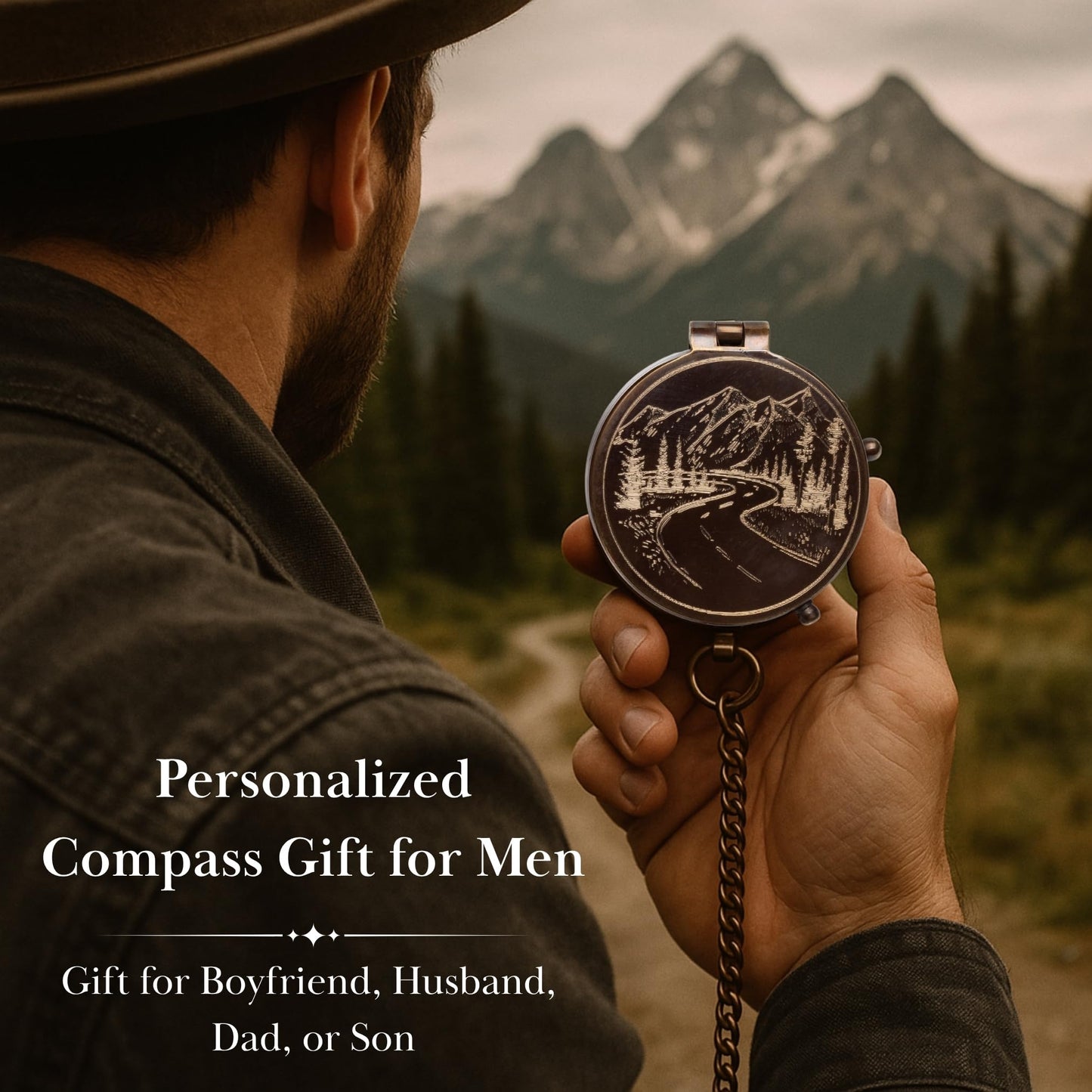 SFdizayn Engraved Compass Gift for Son or Grandson – Personalized Brass Pocket Compass – Custom Keepsake from Dad, Mom, or Grandparents – Graduation, Birthday, Christmas, or Inspirational Gift