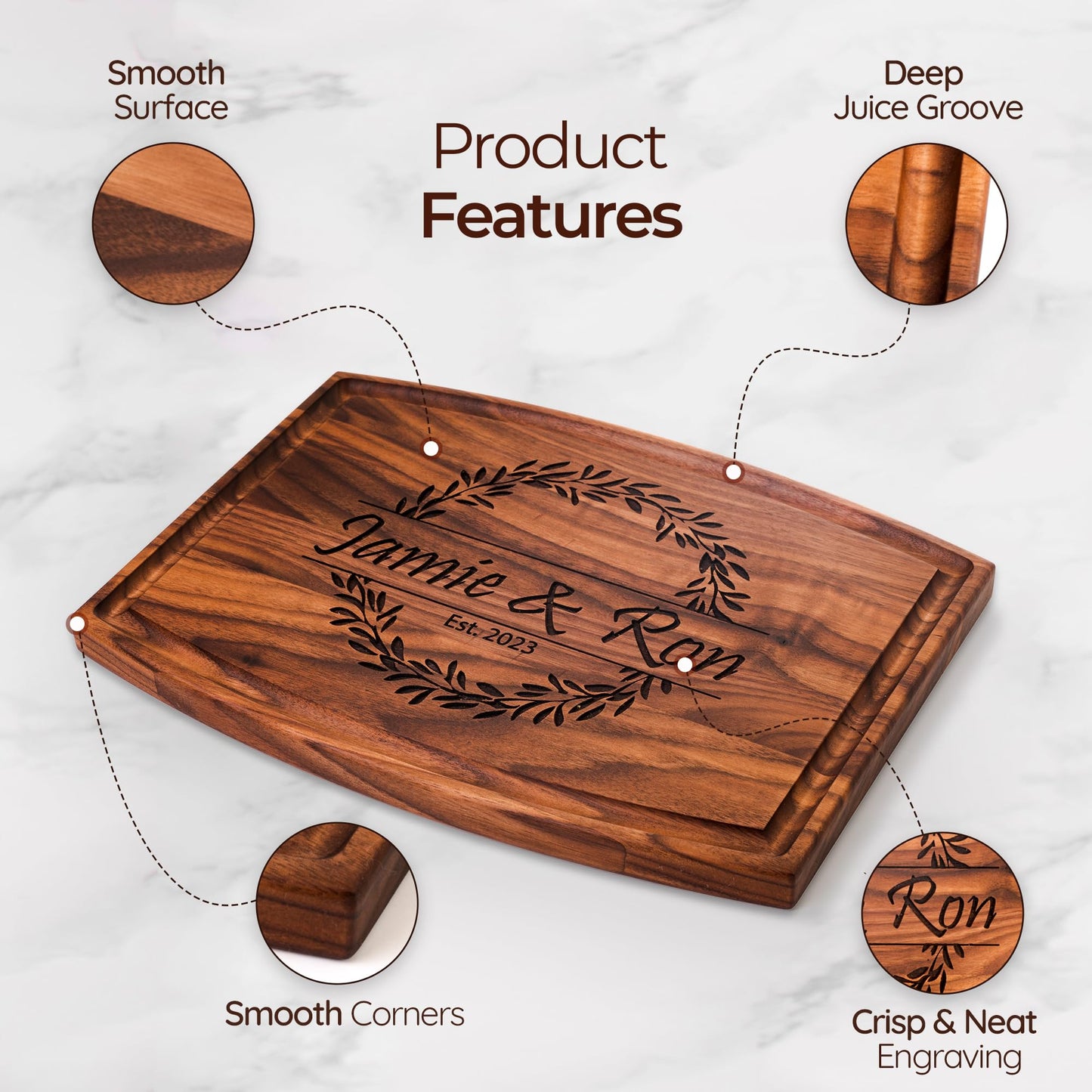 Wood Personalized Cutting Board, Engraved Custom Charcuterie Boards - Wedding gift, Custom Anniversary Gift for Couple, Bridal shower, Housewarming, Anniversary, Present for engagement