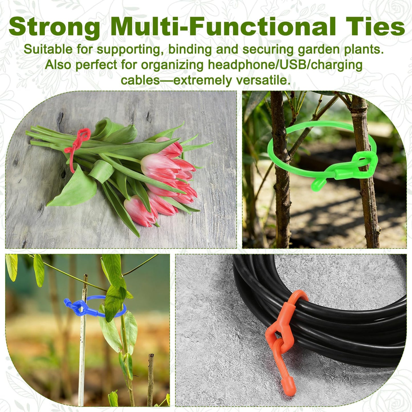 M METERXITY 12-Pack Adjustable Plant Ties, 6inch/15.24cm Silicone Flexible Multi-Function Sturdy Garden Twist Tie for Plant Support/Tree/Shrub/Vine, Reusable Support Twine [Blue]
