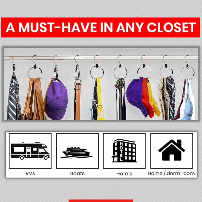 Multipurpose Closet Hangers, 75 Tie Belt Hanger for Closet, Great Space Saving Belt Organizer for Wardrobe, Ideal for Storing Belts, Ties, Scarfs, Baseball Hats, Purses & More, 3 Pack
