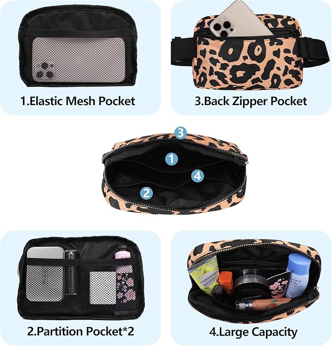 VOROLO Fanny Pack For Women And Men Crossbody Bag Belt Bag with Adjustable Strap Graduation Gifts Leopard Yellow