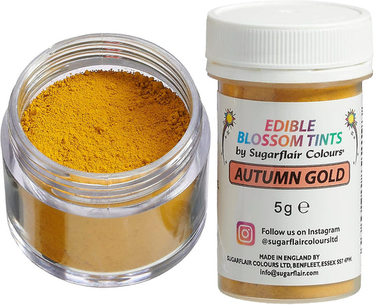 Sugarflair Autumn Gold Food Colouring Dust (Blossom Tint), Powder Color, Edible, Matt Finish, Use on Cake Surfaces, Decorations Or Mix In Icing to Create Colourful Cakes & Bakes - 5g