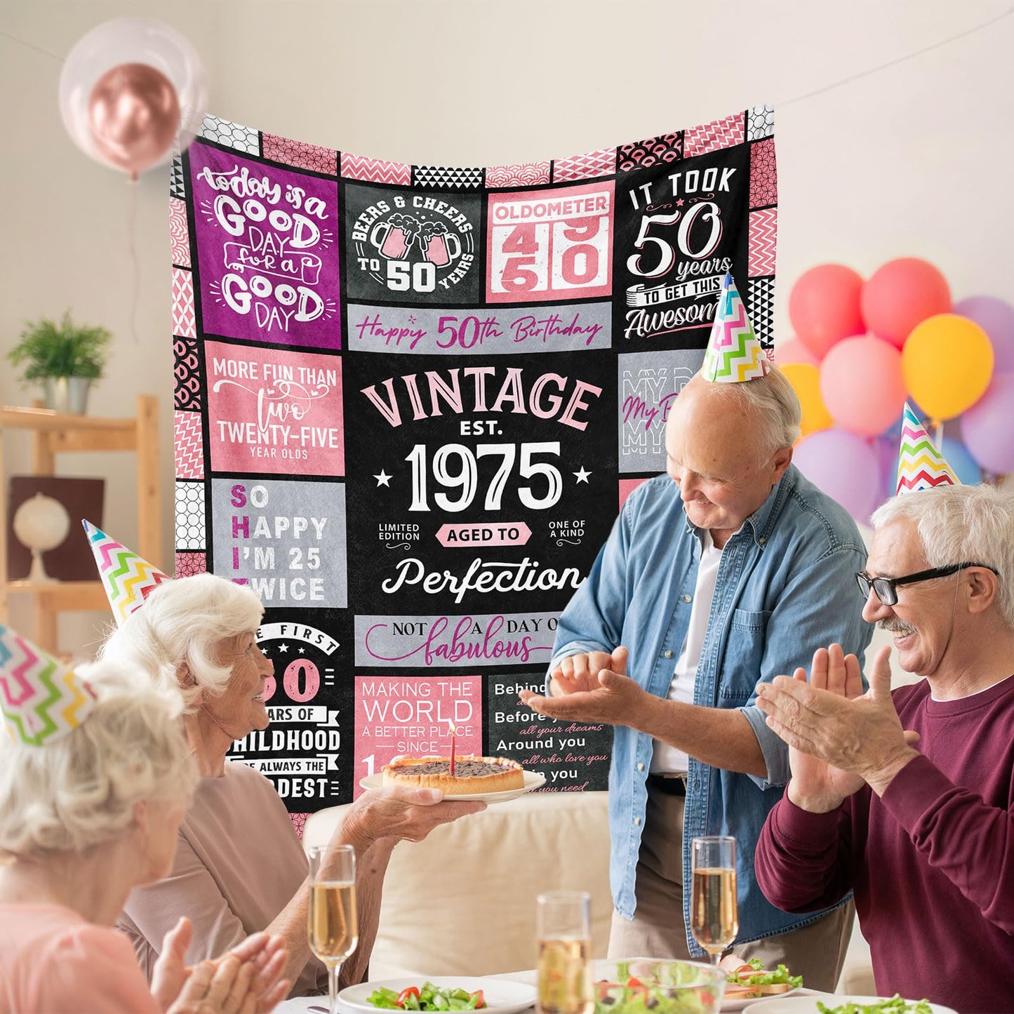 50th Birthday Gifts for Her, 50th Birthday Gifts for Women Throw Blanket 60" x 50", 50 Year Old Gift Ideas, 1975 Gift for Woman, Best Gift for Turning 50