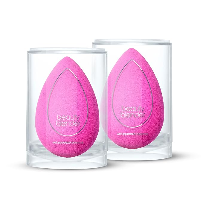 BeautyblenderÂ® | Original Pink Beauty Blender 2-Piece Bundle for Blending Foundations, Powders, and Creams, Super-Soft Foam for Streak-Free Application, Made in the USA, Reusable, Washable