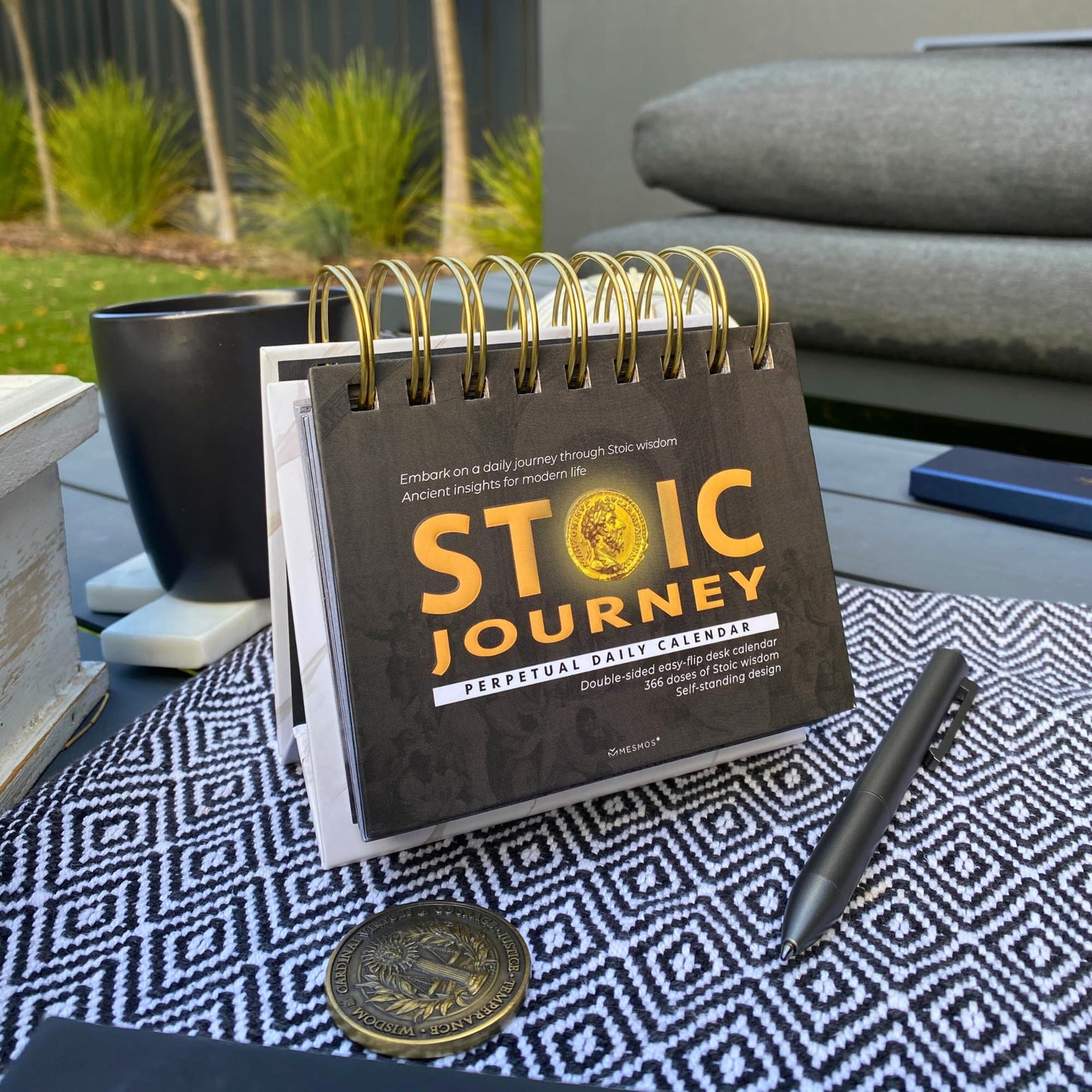MESMOS 366 Daily Stoic Calendar, Inspirational Gifts for Men, Father's Day Gifts for Dad, Daily Affirmations Office Desk Decor for Men, Motivational Self Care Office Desk Accessories