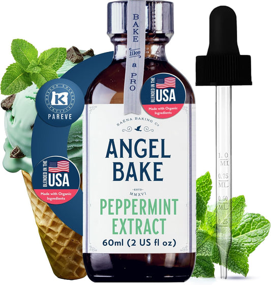 Pure Peppermint Extract for Baking & Mixology - 100 Servings, Culinary Grade Peppermint Essence and Flavoring - Kosher, Keto Friendly, Vegan, Gluten-Free for Desserts, Beverages & Recipes (2 Oz Extract)