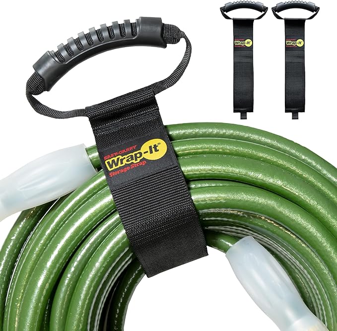 Easy-Carry Wrap-It Storage Straps - 28â (2-Pack) â Heavy-Duty Hook and Loop Extension Cord Carrying Strap, Hanger, Keeper, Organizer with Handle for Pool, Boat, RV, Garden Hoses, Cords, and Cables