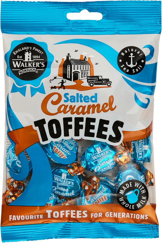 Walkers' Nonsuch Salted Caramel Toffees | with Butter & Whole Milk | Imported from the UK | Traditional British Candy | Individually Twist Wrapped Toffee | 5.29 Oz (150g)