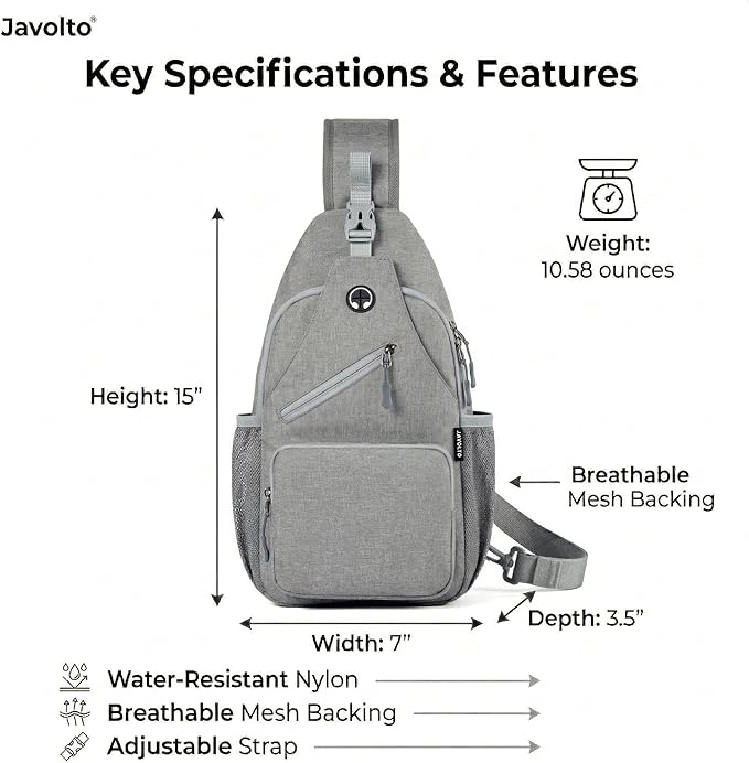 Sling Bag for Men Crossbody Backpack, Small Sling Backpack Mens Shoulder Bag, Casual Daypack Hiking Bag for Travel