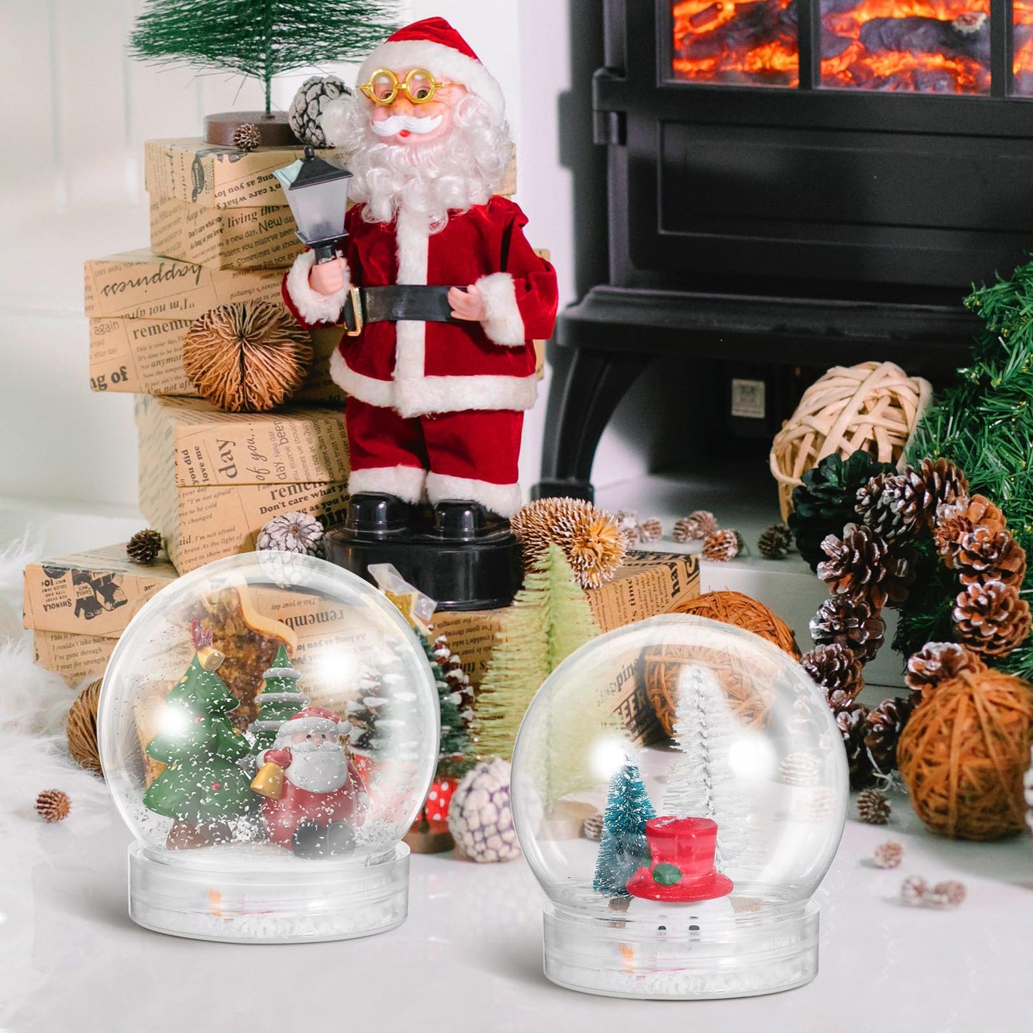 BESTOYARD 15 Pack Snow Globe Clear Water Globes, Empty Snow Globe Making Props for DIY Crafts, Christmas Decorations, Fillable with Paint, Fabric, Glitter, Candy, Photos, Mini Trees