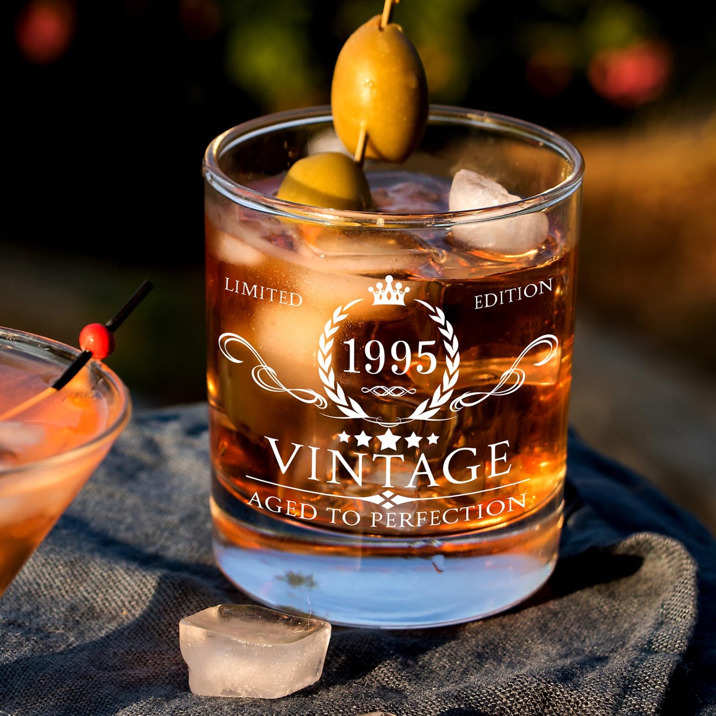 30th Birthday Gifts for Men Whiskey Glass Set - 30th Birthday Decorations, Party Supplies - 30 Year Anniversary, Bday Gifts Ideas for Him, Dad, Husband, Friends - Wood Box & Whiskey Stones & Coaster