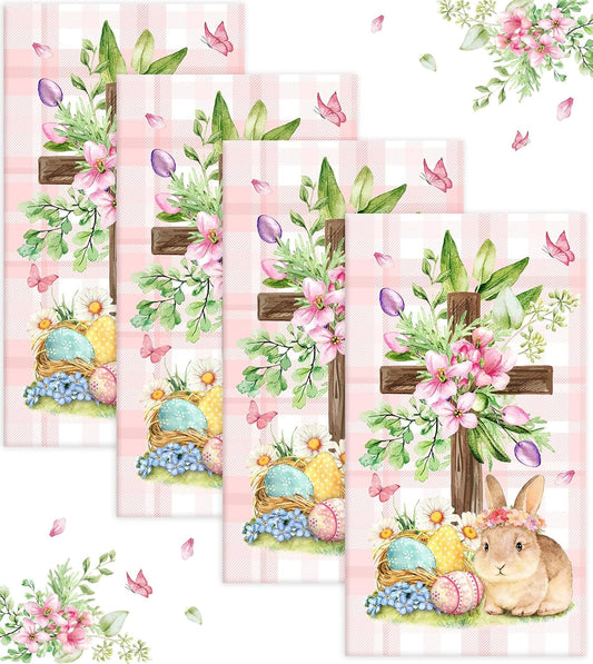 100 Pack Easter Paper Napkins | Watercolor Bunny Egg Cross Flowers Spring Napkins Decorative Napkin for Decoupage, Tea Party Decoration, Wedding, Bridal & Baby Shower, 13 x 15.7 Inch