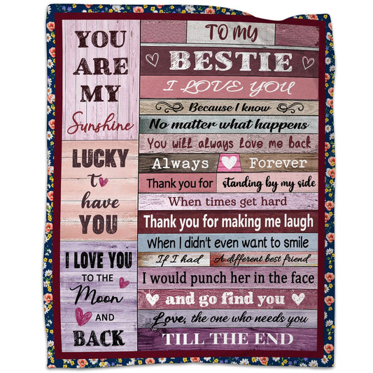 AJIIUSV Best Friends Blanket Gifts for Women, Bestie Gifts for Women Work Bestie, BFF, Soul Sister on Birthday, to My Best Friend Throw Blanket 50"X60"