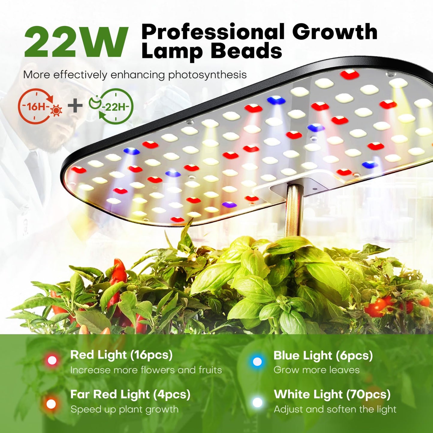 Ahopegarden Hydroponics Growing System Kit Indoor Herb Garden with Grow Light 12 Pods, with LCD Touch Panel Hydroponic Planter, Planting Height Up to 17", Grower Harvest Fresh Veggie Lettuce, Black