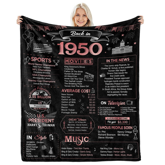 aisdfhsa 75th Birthday Gifts for Women - Back in 1950-75 Birthday Gifts for Women 75 Year Old Birthday Gift Ideas 75th Birthday Decorations Women Throw Blanket 60Lx50W