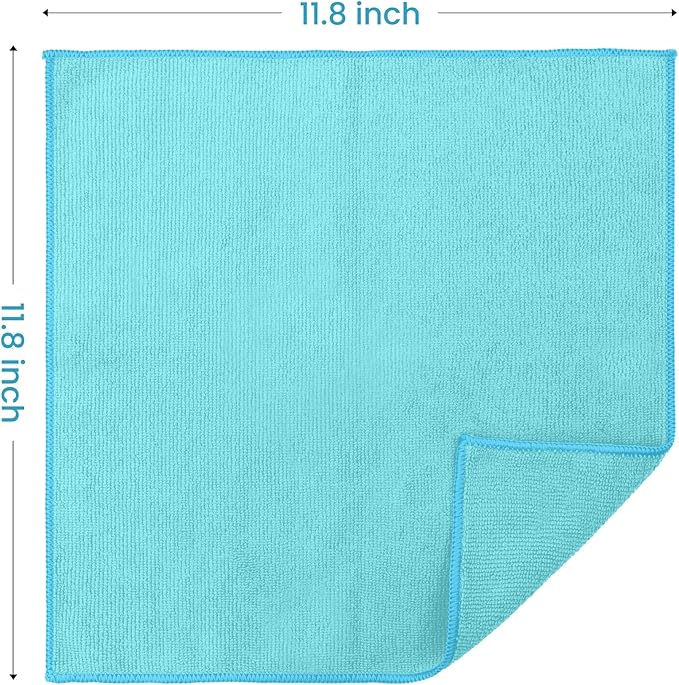 12 Pack Microfiber Cleaning Cloth, 11 Assorted Colors Cleaning Rags for Housekeeping, Colorful Reusable Microfiber Towels for Car, Kitchen, Bathroom and Household Cleaning Supplies, 11.8"X11.8"