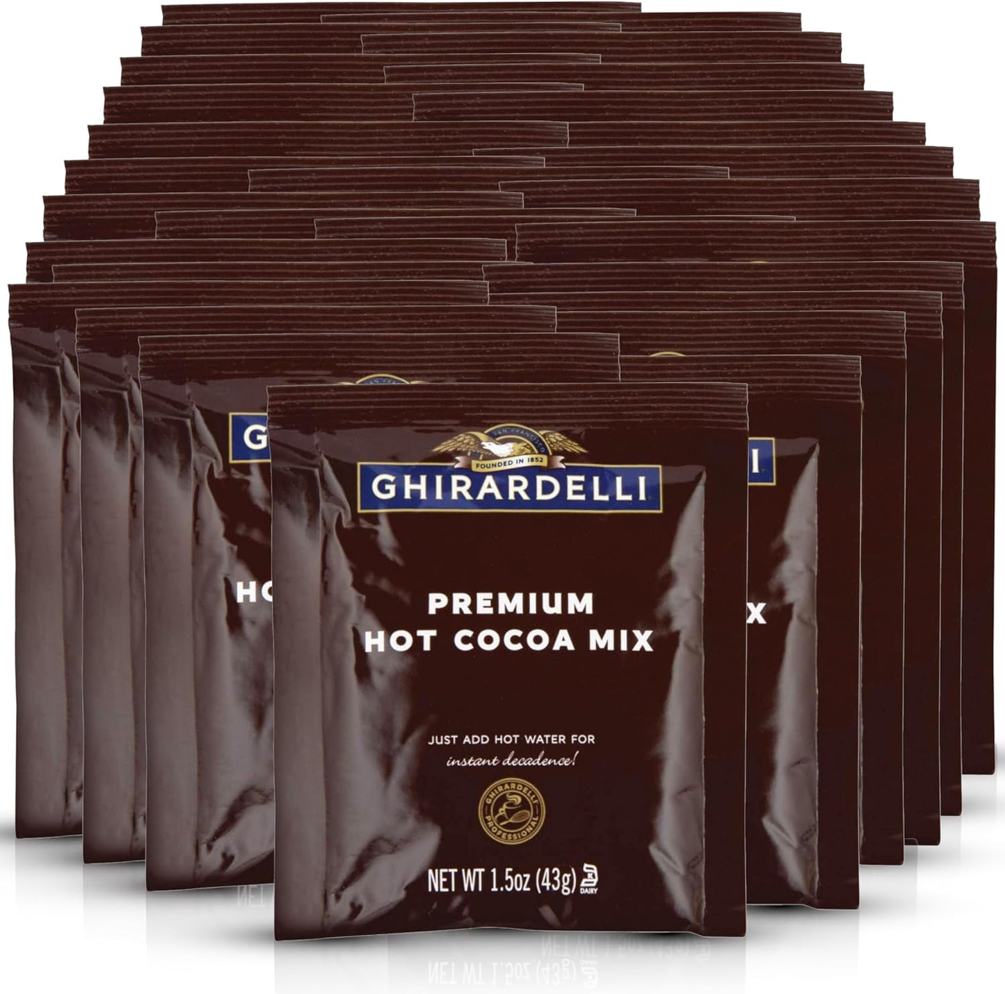 Ghirardelli Rich Chocolate Premium Hot Cocoa Mix | 1.5 oz Packets (Pack of 30) | Indulgent Hot Chocolate Drink Mix Made with Real Cocoa for Coffee, Desserts, and Baking