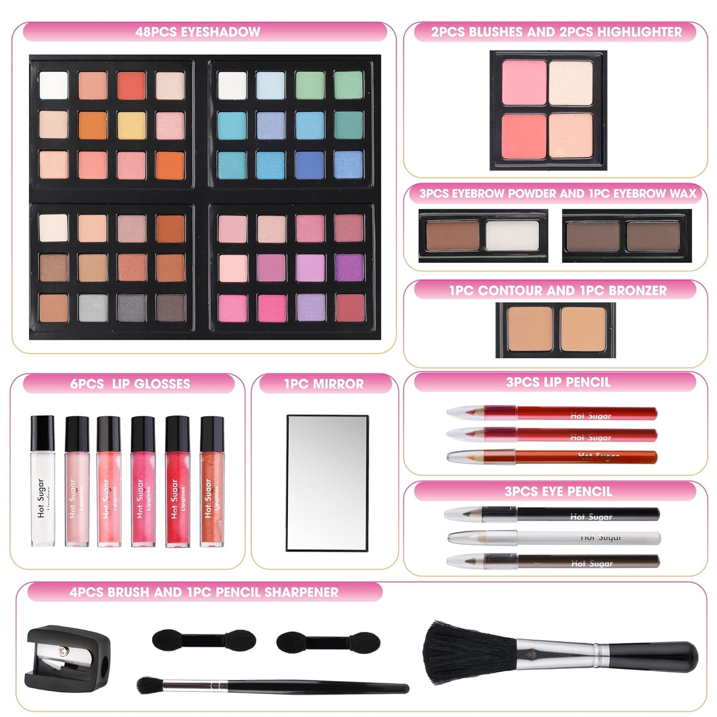 Hot Sugar Makeup Kit for Teenager Girls 10-12, All in One Beginner Makeup Kit for Women Full Kit, Teen makeup kit Cosmetic Gift Set on Birthday Christmas (MINT DAISY)