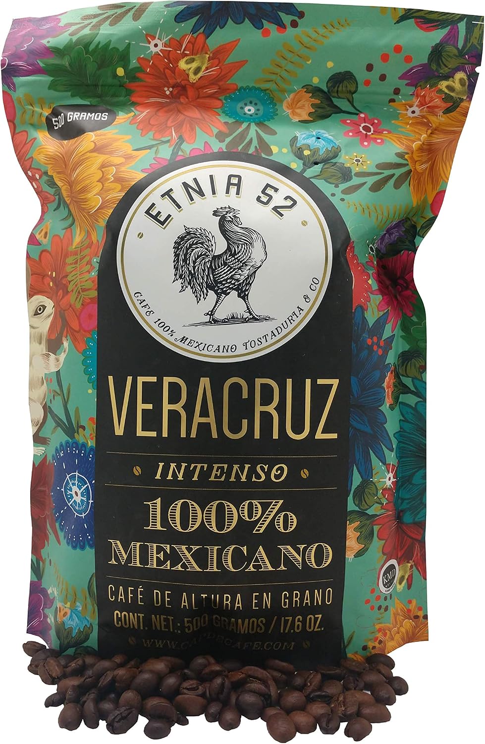 Etnia 52 - Veracruz (Intenso), Mexican Whole Bean Coffee, 1 lb. or 16 oz., Kosher Certified (KMD), Made in Mexico, includes Ebook