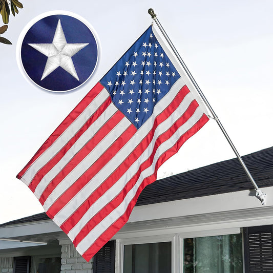 Tear Proof Series 100% Nylon Durable Heavy Duty Fabric Material,American flag 2.5 x 4 outdoor, Flag For Front Porch,Embroidered Stars, Sewn Stripes, Brass Grommets, All Weather Flagâ Unmatched Durability in Any Weather