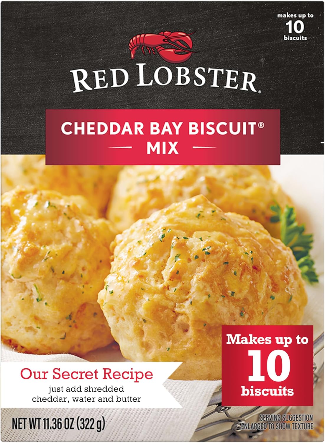 Red Lobster Cheddar Bay Biscuit Mix, Garlic Herb Seasoning Included, Cheddar Biscuit Mix, 11.36 Oz Box