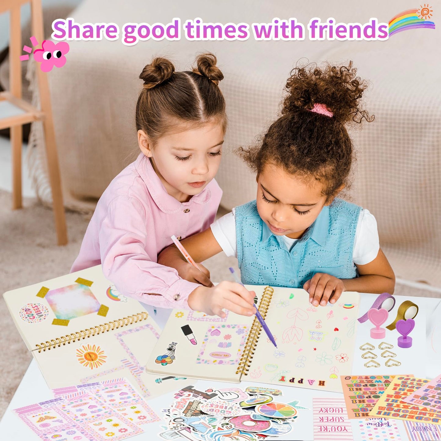 OIHEW 2-PC DIY Journal Kit for Girls Age 8-14, DIY Journal Set for Teen Girl,Christmas|Birthday Gift for 8 9 10 11 12 13 14 Year Old Girl Ideas, Stationery|Scrapbook|Diary Art Crafts Supplies Toy Set