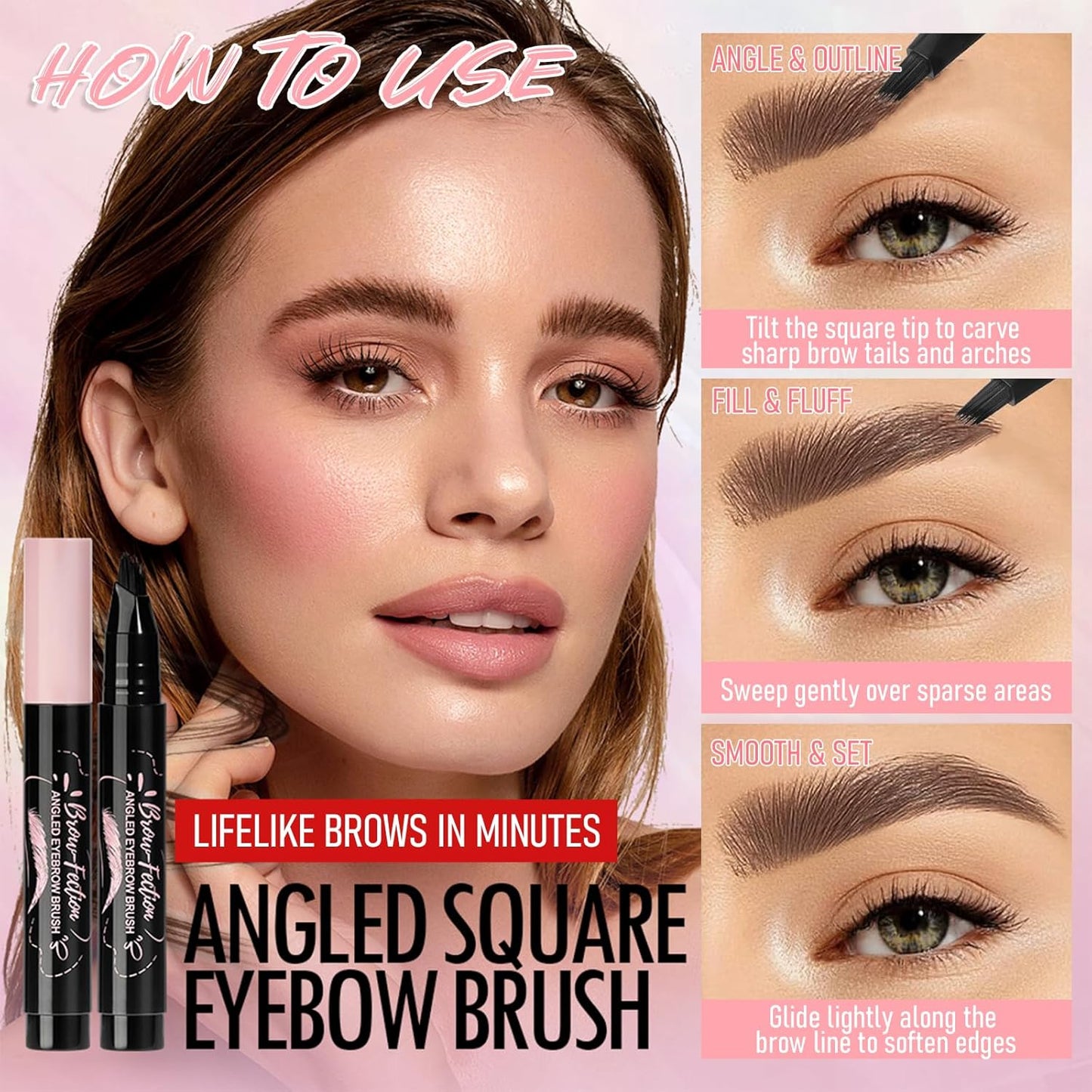 Eyebrow Pencils for Women, Liquid Microblading Eyebrow Pen with Square Angled Brush & Ultra-Fine Precision Tip – Natural Hair-Like Strokes, Waterproof, Smudge-Proof & Long-Lasting, Easy to Use (Black)