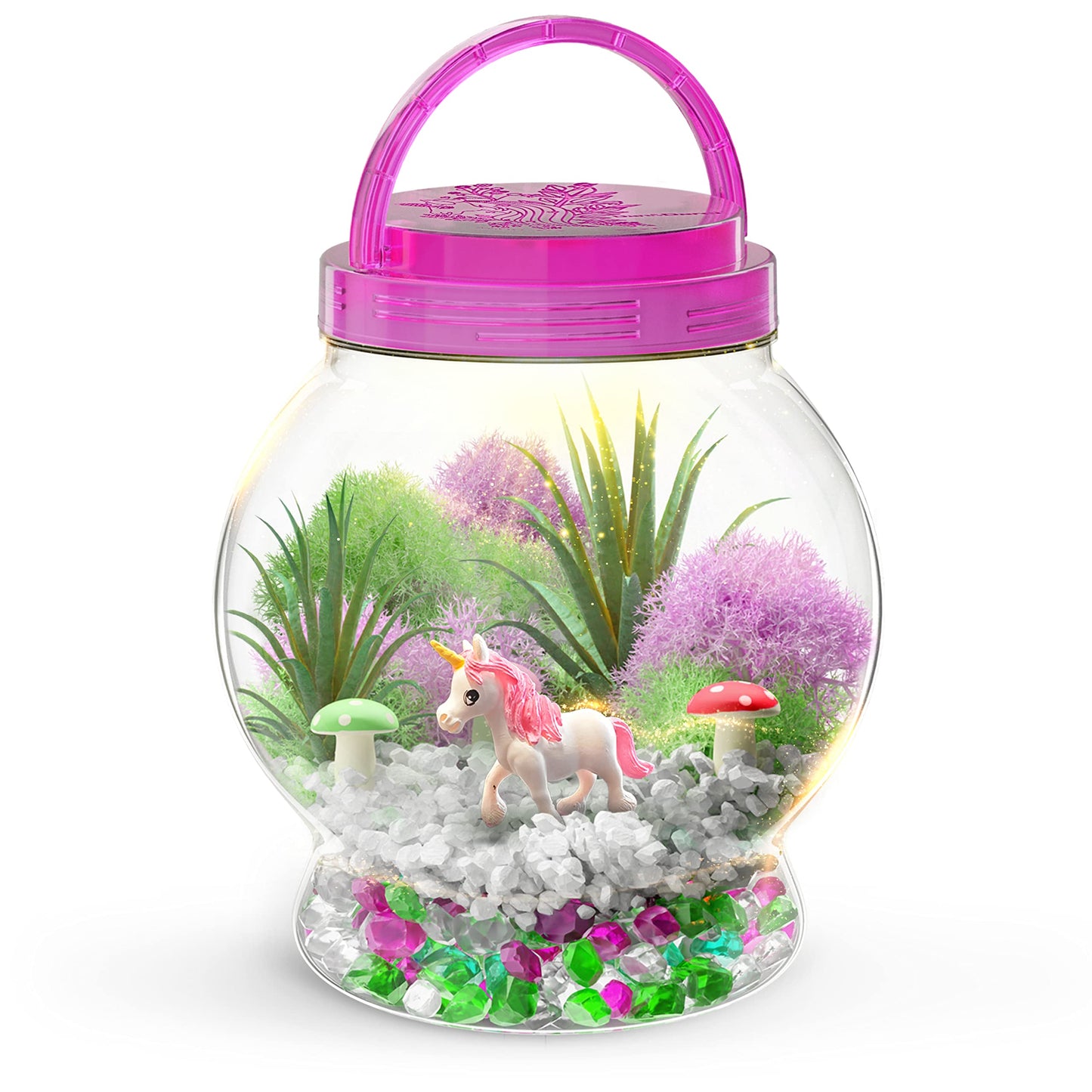 Dan&Darci Light-Up Unicorn Terrarium Kit for Kids - Kid Birthday Gifts - Best Unicorn Toys & Activities Kits Presents - Arts & Crafts for Little Girls & Boys Age 4 5 6 7 8-12 Year Old Girl Gift