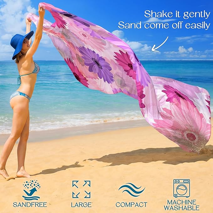 BYDOLL Beach Blanket Waterproof Sandproof 78''×81'' Suits1-4 Adults Compact Lightweight Oversized Sand-Free Blanket Large Picnic Mat for Beach Travel Camping Hiking