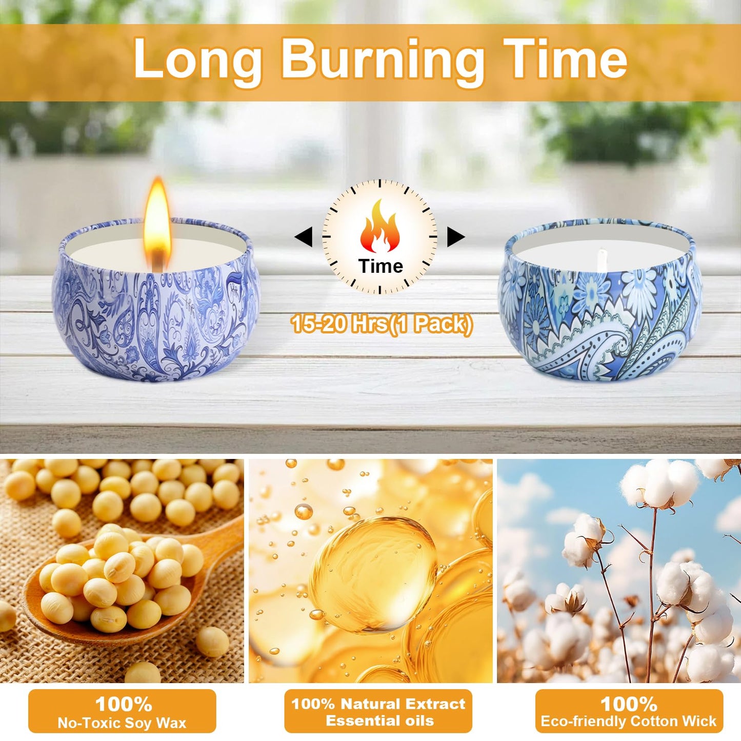 Scented Candles Gifts for Women, 12 Pack Natural Soy Candles for Home Scented, Aromatherapy Candle Set Gift for Women, Men, Friends Birthday, Mother's Day, Christmas