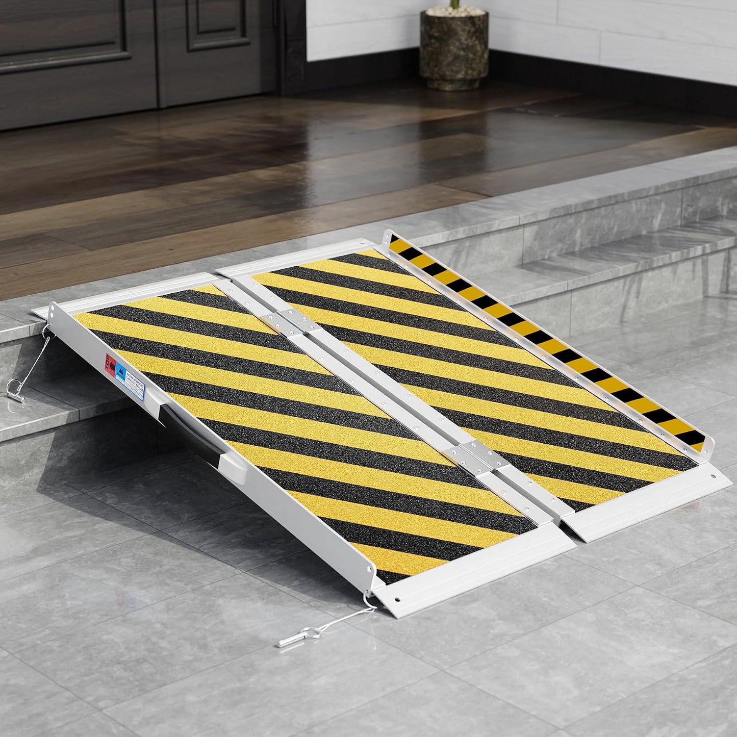 Portable Wheelchair Ramp 3 FT, Aluminum Folding Ramps for Wheelchairs for Home Steps with Handle & Non-Skid Surface, 600 lbs Capacity Threshold Ramps for Doorways, Steps, Front Porch, Stairs, Entry