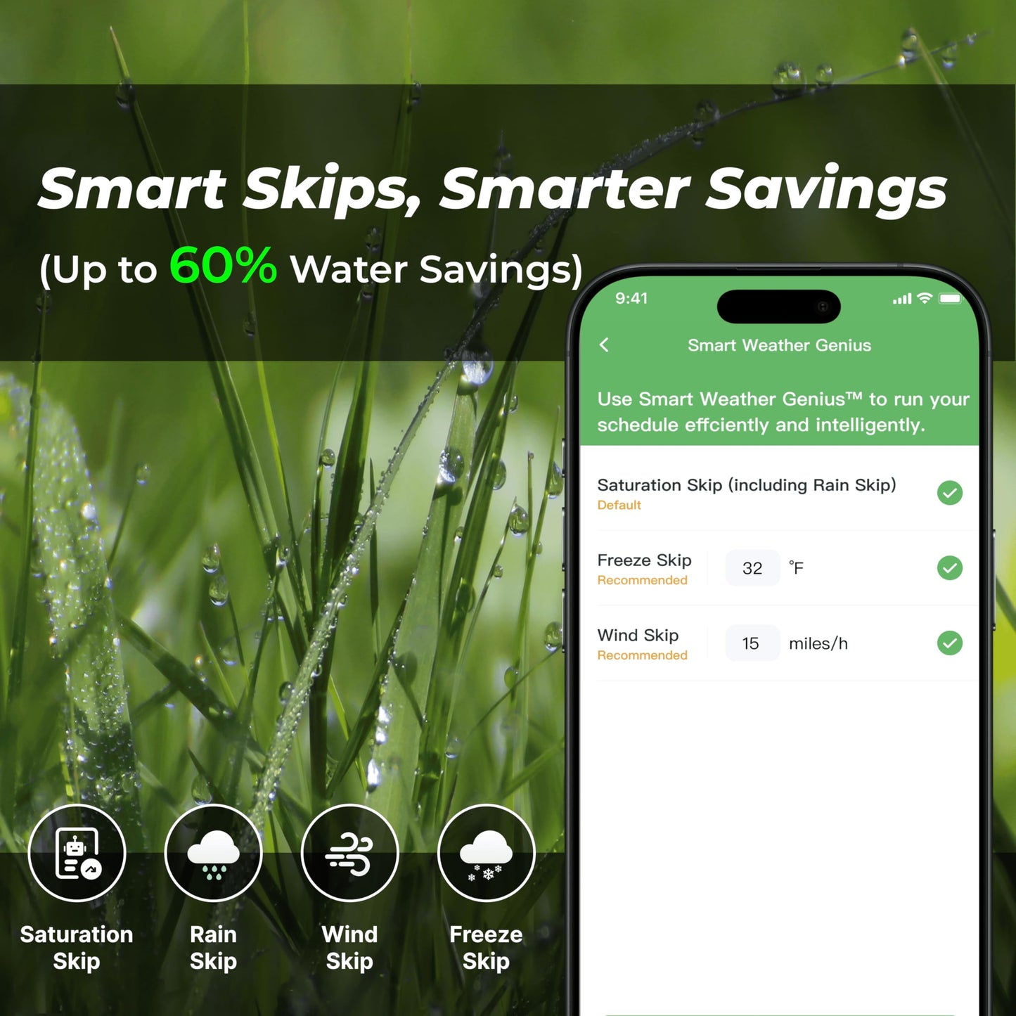 ImoLaza Outdoor Smart Sprinkler Controller, 8-Zone WiFi Irrigation Controller with Hyper-Local Weather, App Remote Control, Works w/ Alexa, Auto Watering, Rain/Freeze/Wind Skip, Smart Fault Detection
