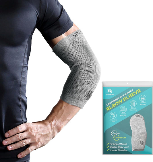 Vital Salveo Elbow Brace Compression Sleeve for Tendonitis and Tennis Elbow, Elbow Support for Golfer’s Elbow, Arthritis, Workouts, Weightlifting, Men & Women, S (1 PC)