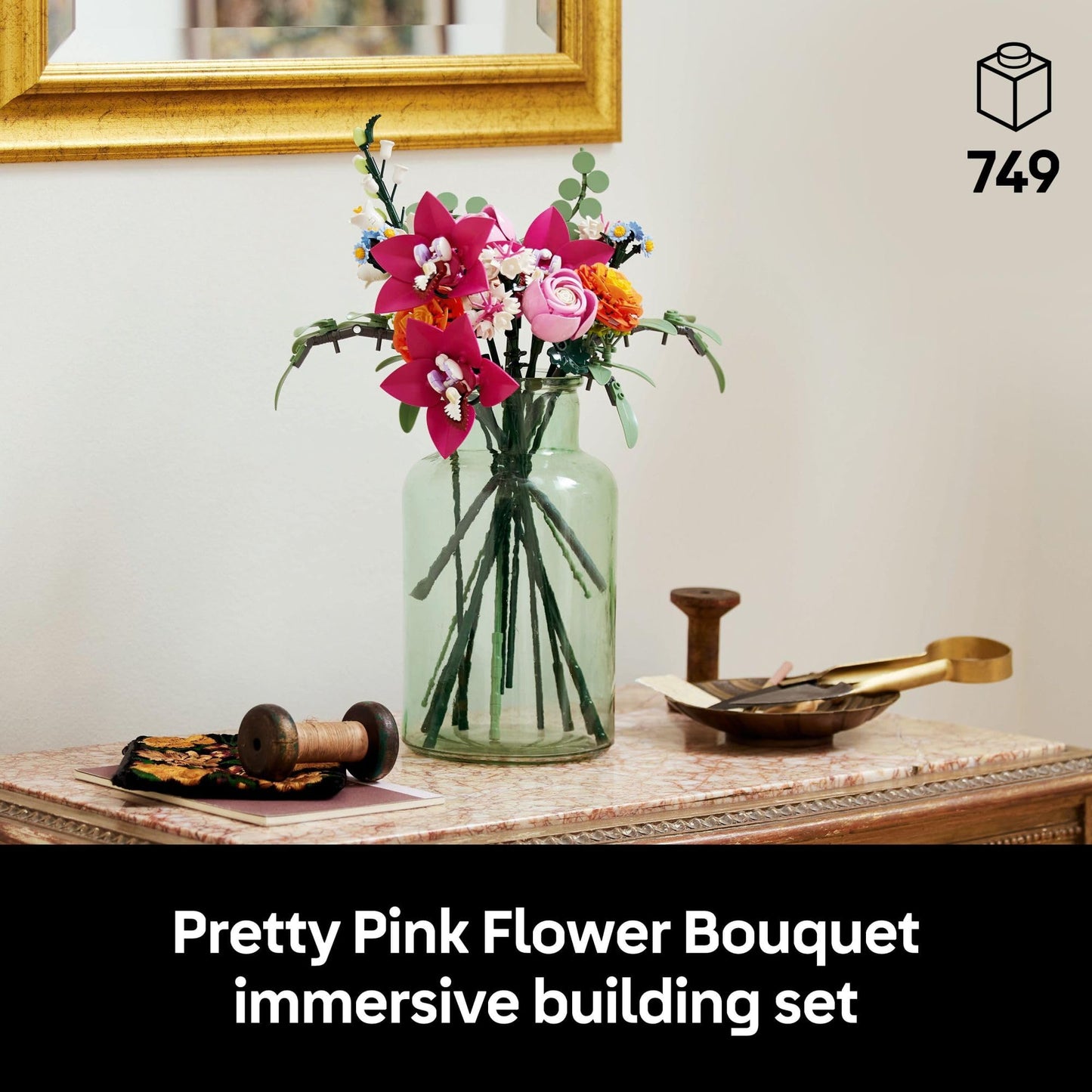 LEGO Botanicals Pretty Pink Flower Bouquet Building Set for Adults - Gifts for Anniversary for Women & Men - Artificial Flowers for Decor or Table Display - 10342